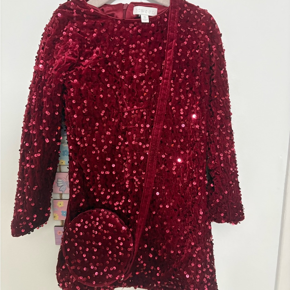 btween Sparkling Red Sequin Dress